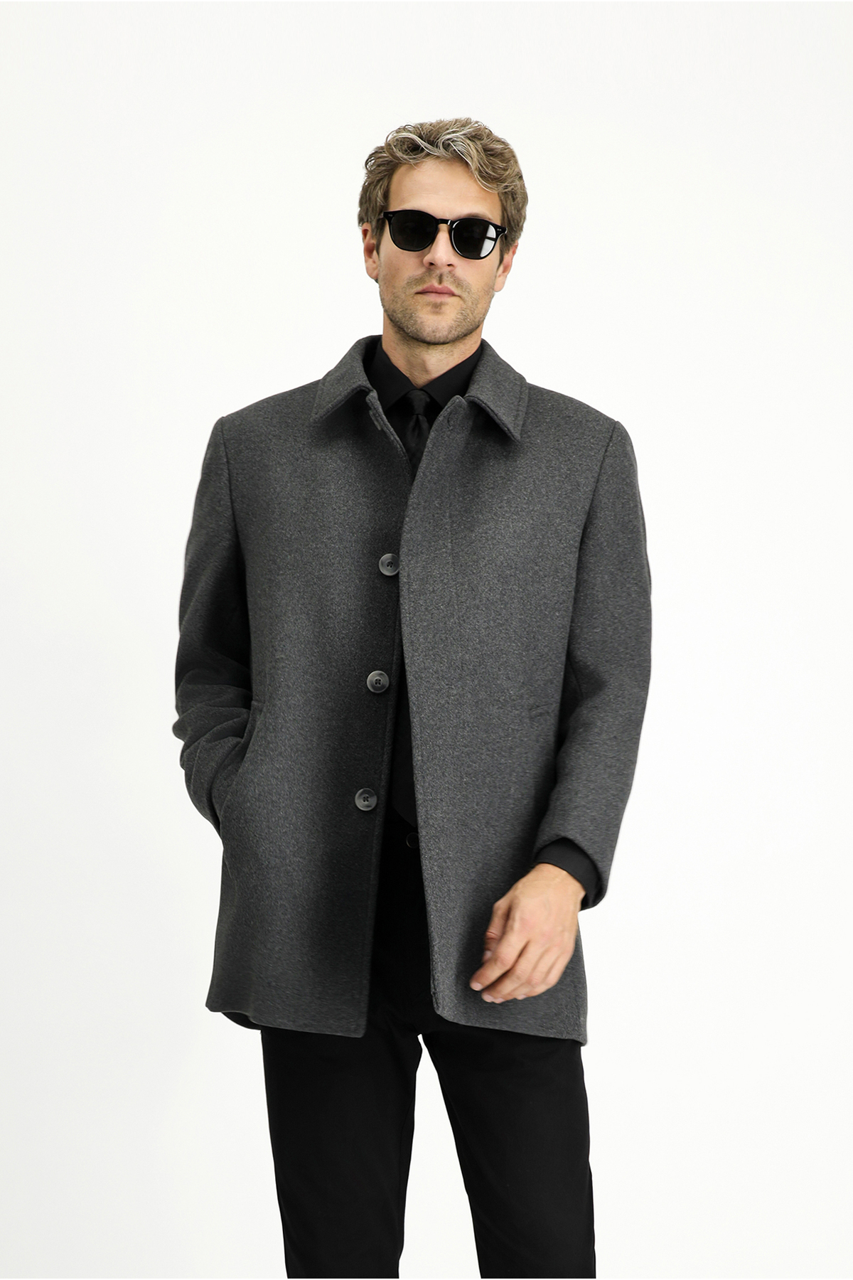 Kiğılı  Yünlü Klasik Kaban - Görsel 3