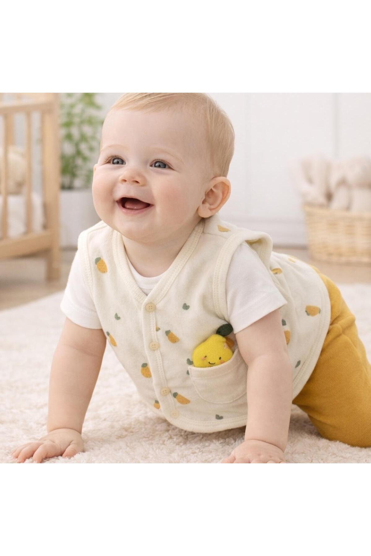 HAFY BABY Armut Desenli Pamuklu Bebek Yeleği Unisex fotoğrafı 2 (önizleme)