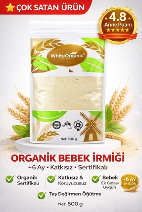 White Organic Organik Bebek İrmiği 500 Gr İnce İrmik Ekonomik Paket