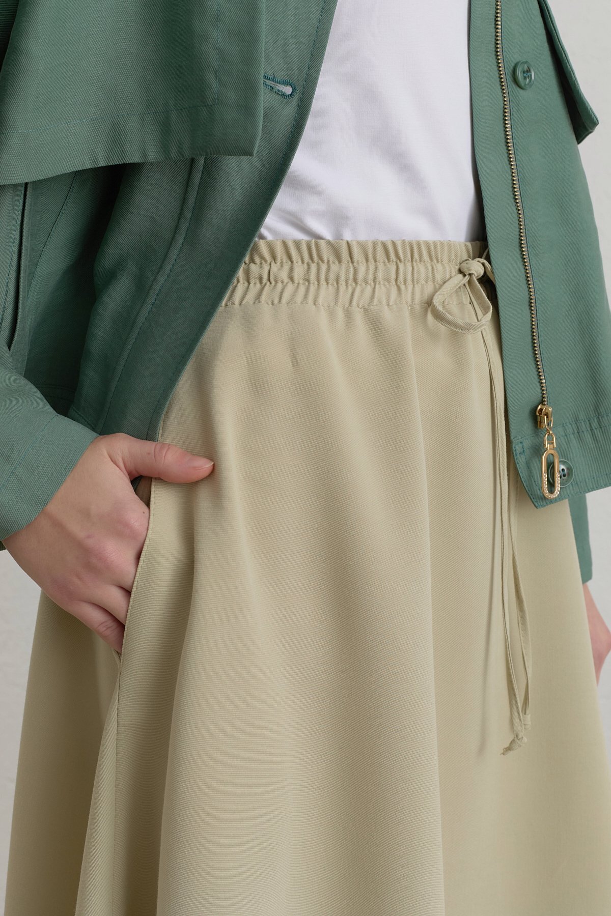 Nihan Beli Lastikli Tencel Etek Kekik görsel 3