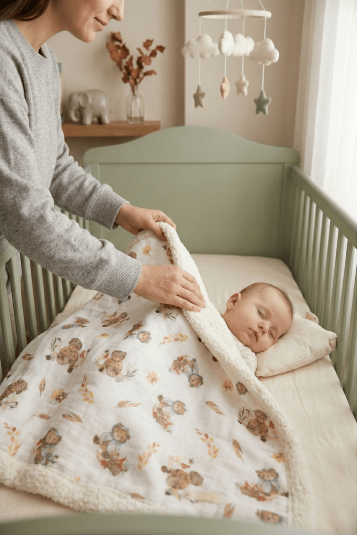 LUCKKA Puffy Bebek Battaniyesi 70x100 cm Koyun Tüylü Müslin Battaniye - ZTPUF00 fotoğrafı 5 (önizleme)