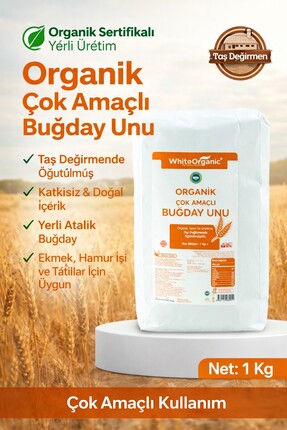 White Organic Organik Çok Amaçlı Buğday Unu 1 Kg (Ekmek,Pizza,Kurabiye,Kek,Kr...
