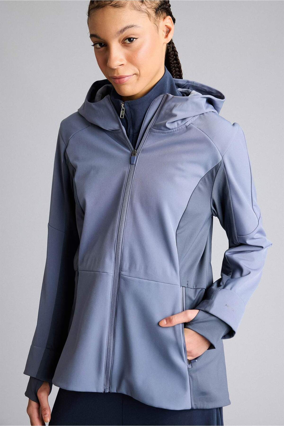 Defacto  Su İtici Slım Fıt Kapüşonlu Fermuarlı Softshell Mont G0237AX26SP - Görsel 3