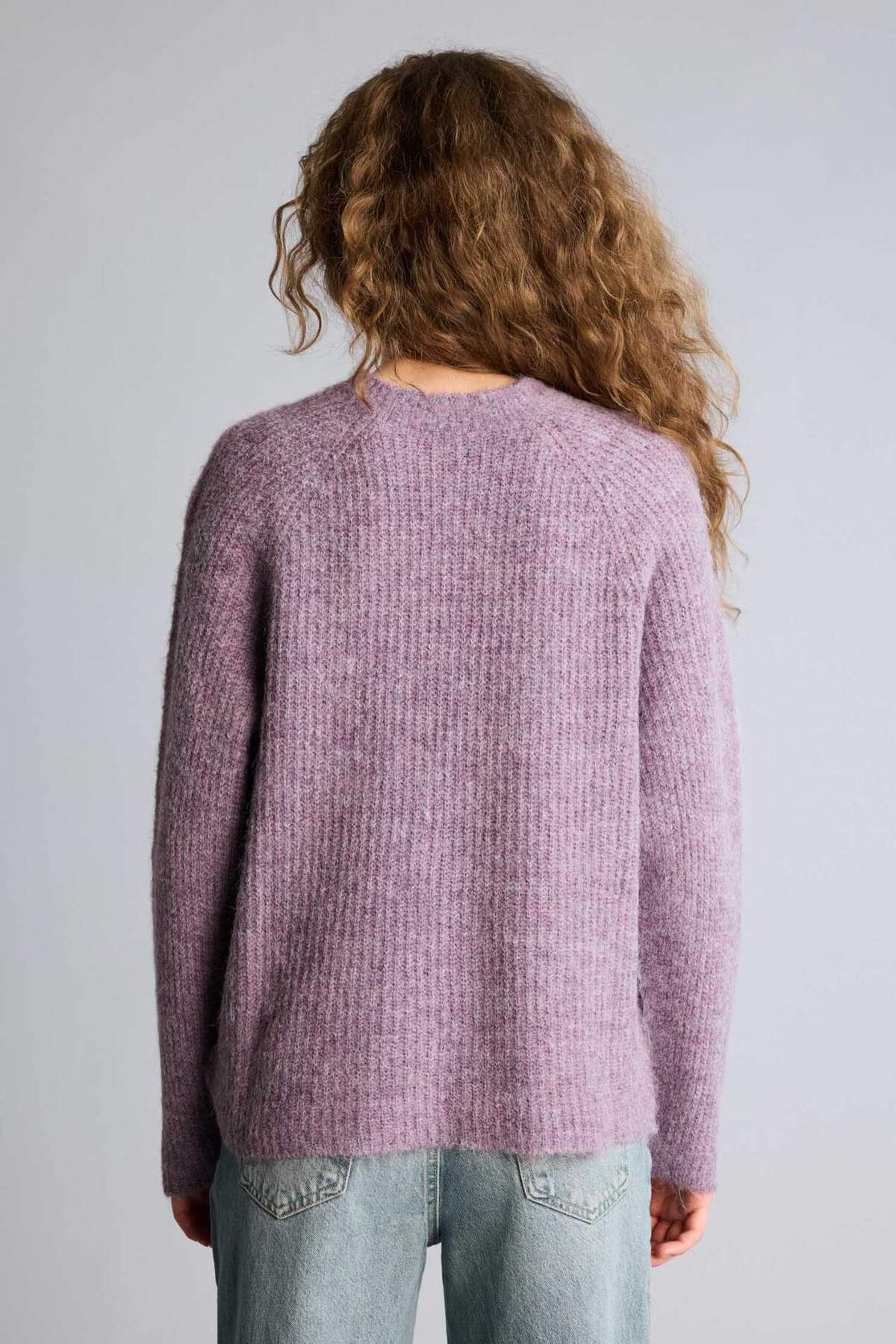 DeFacto Regular Fit Bisiklet Yaka Raglan Kol Örgü Basic Triko Kazak G8680AX26SP görsel 4