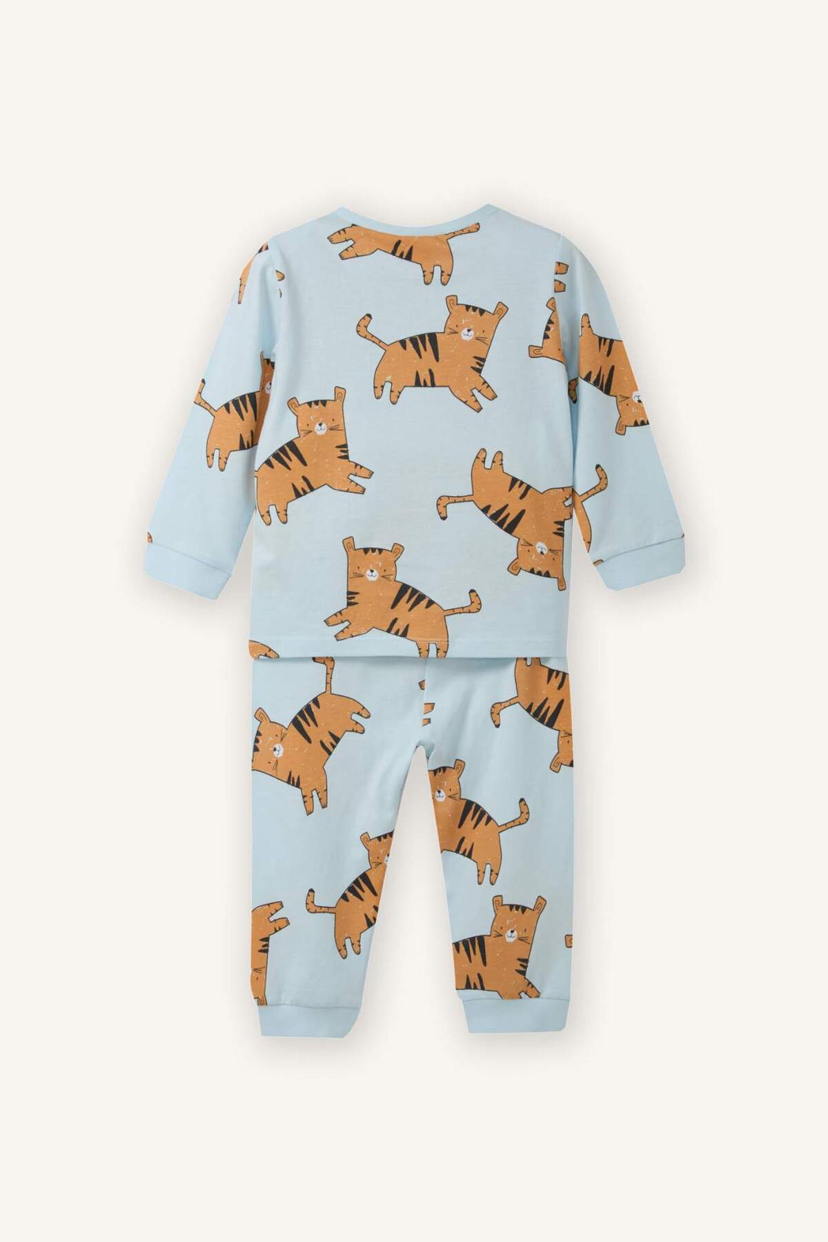 Defacto %100 Pamuklu Kaplan Desenli 2'li Pijama Takımı Erkek Bebek G8834A526SP fotoğrafı 4 (önizleme)