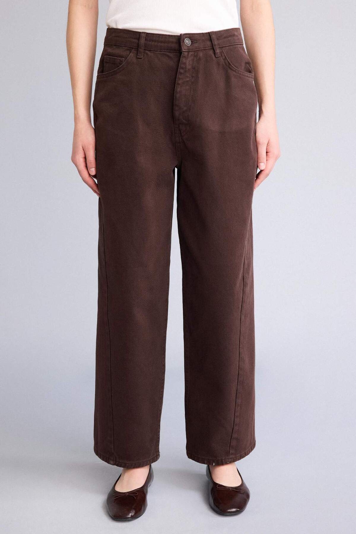 DeFacto %100 Pamuk Baggy Fıt Normal Bel Gabardin Pantolon G9893AX26SP görsel 3