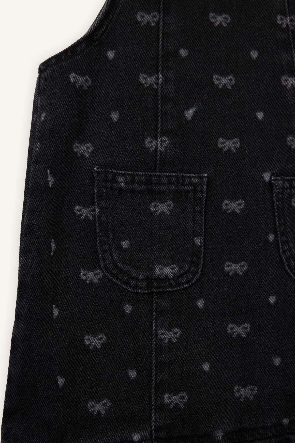 Defacto Kolsuz Jean Elbise Kız Bebek G8104A526SP fotoğrafı 3 (önizleme)