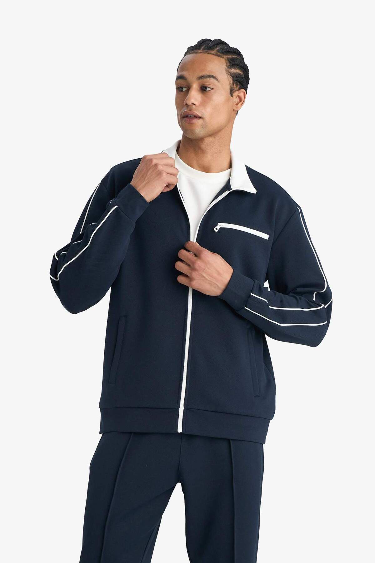 DeFacto Pamuklu Standart Fit Dik Yaka Hırka F9370AX26SP görsel 5