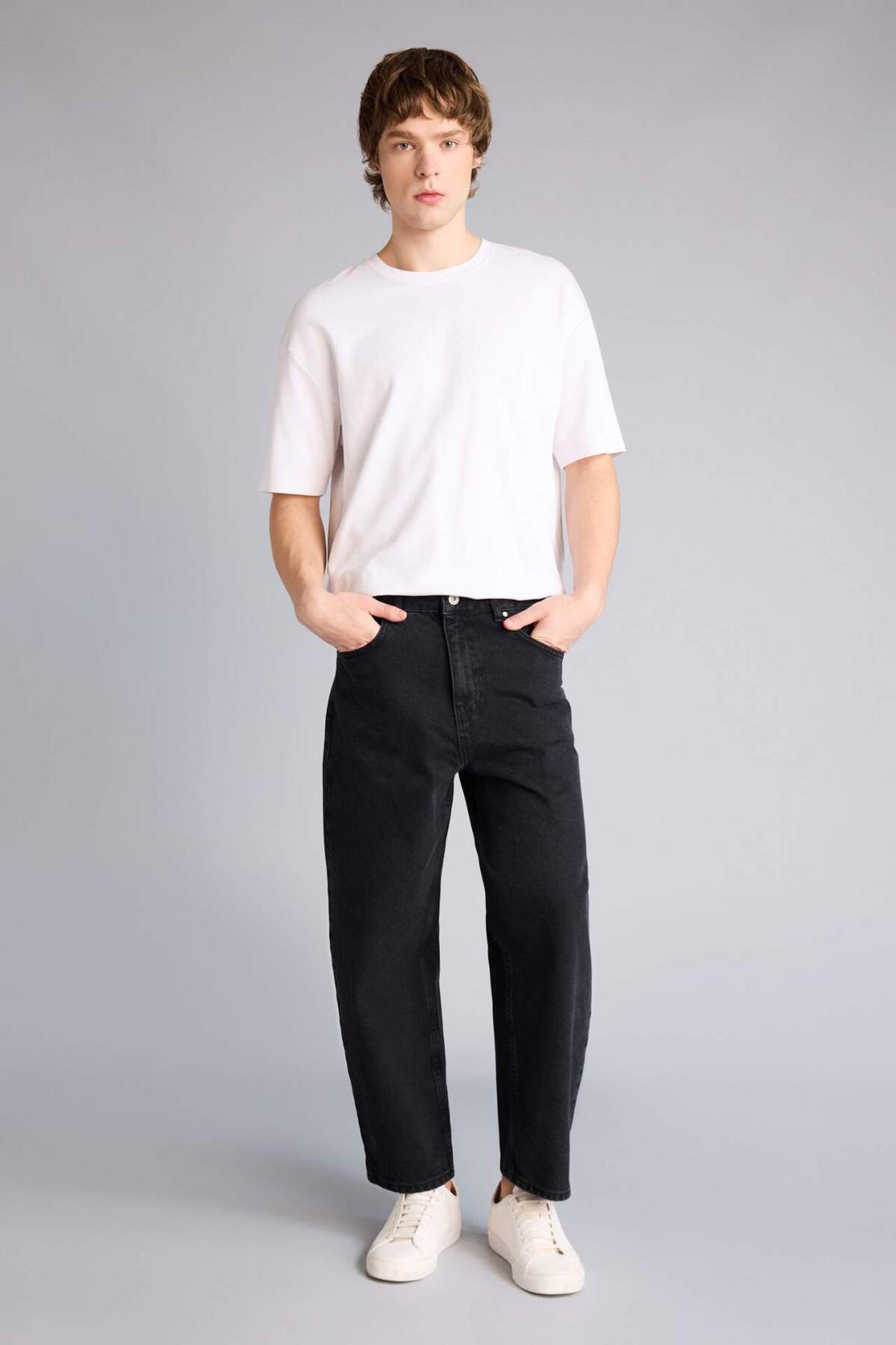 Defacto 100% Cotton Tapered Wide Leg Fit Jean Trousers F9006Ax26Sp