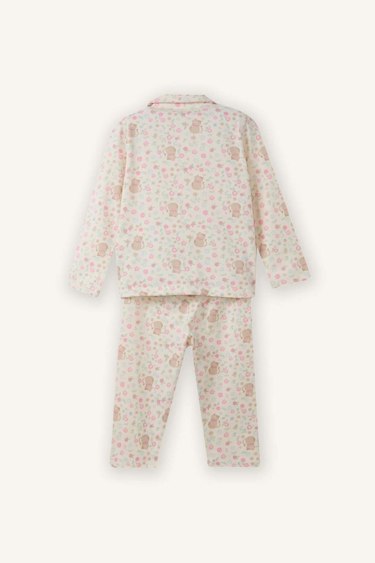 Defacto %100 Pamuklu Desenli 2'li Pijama Takımı Kız Bebek G8652A526SP fotoğrafı 4 (önizleme)