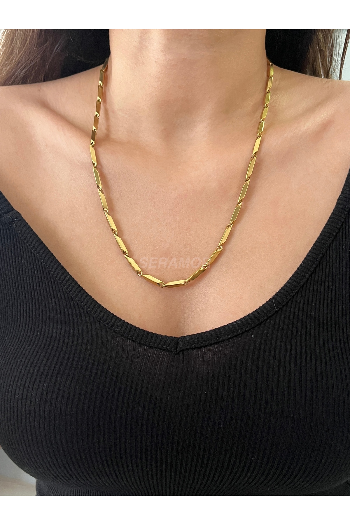 Snap bar design anti-dark steel necklace