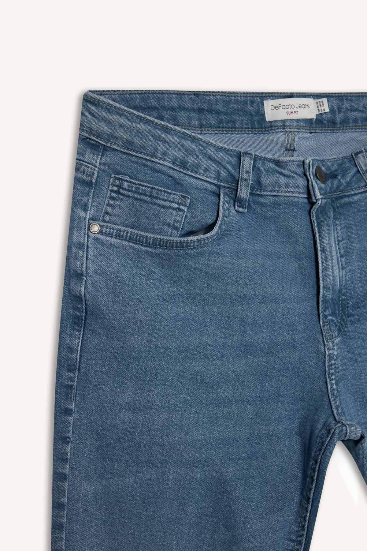Defacto  Pedro Slim Fit Dar Paça Normal Bel Dar Paça Jean Pantolon D0026AX25WN - Görsel 5