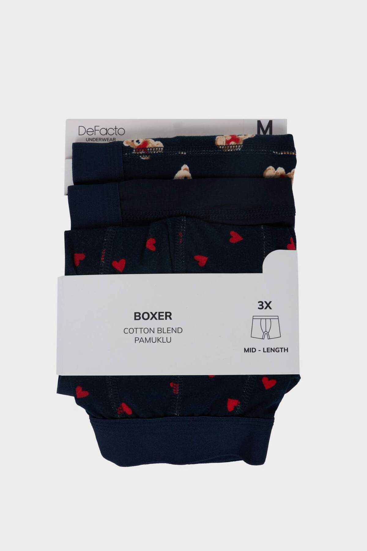 Defacto  Regular Fıt Kalpli Ayıcıklı 3'lü Boxer G8180AX26SP - Görsel 7
