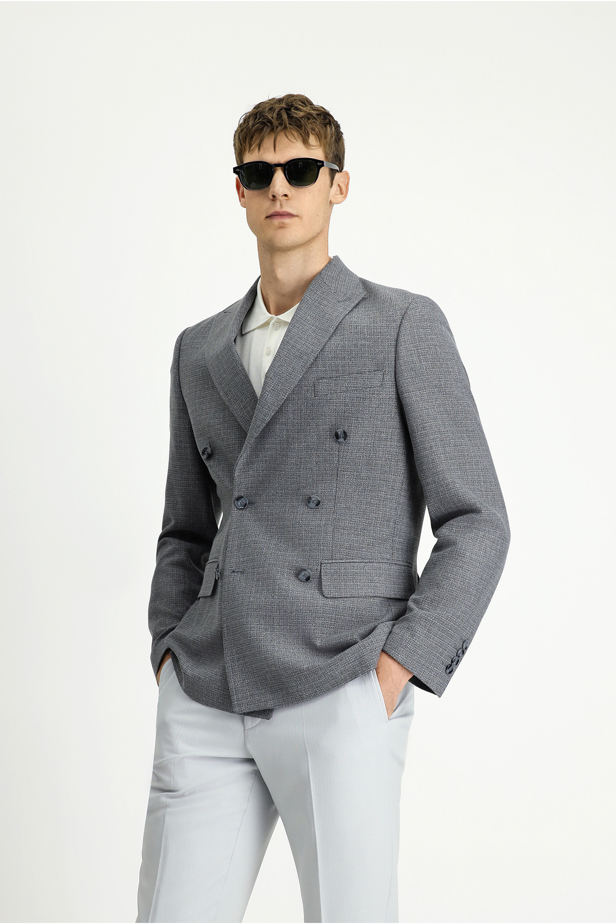 Kiğılı  Regular Fit Desenli Kruvaze Ceket - Görsel 3