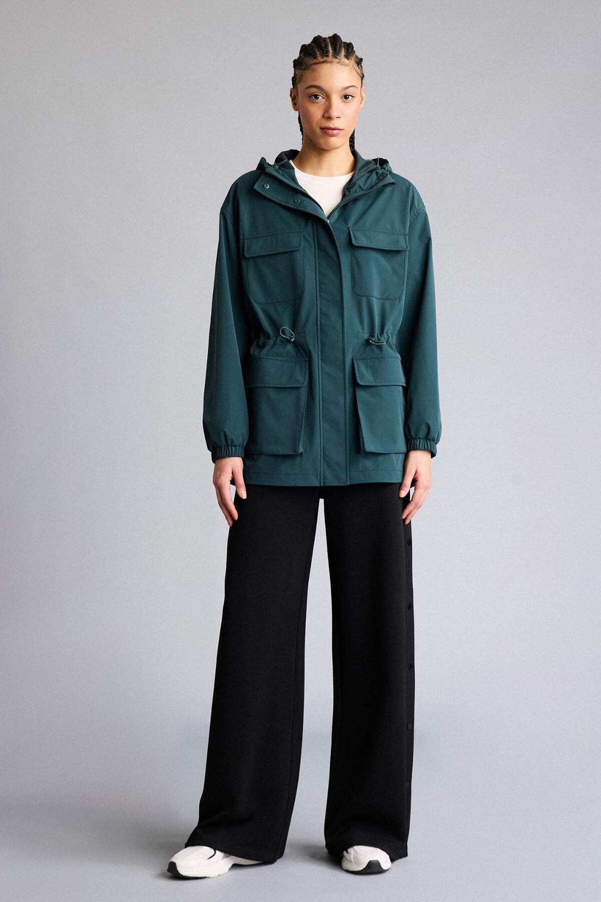 Defacto  Rüzgar Geçirmez Su İtici Kapüşonlu Fermuarlı Yağmurluk F7968AX26SP - Görsel 2