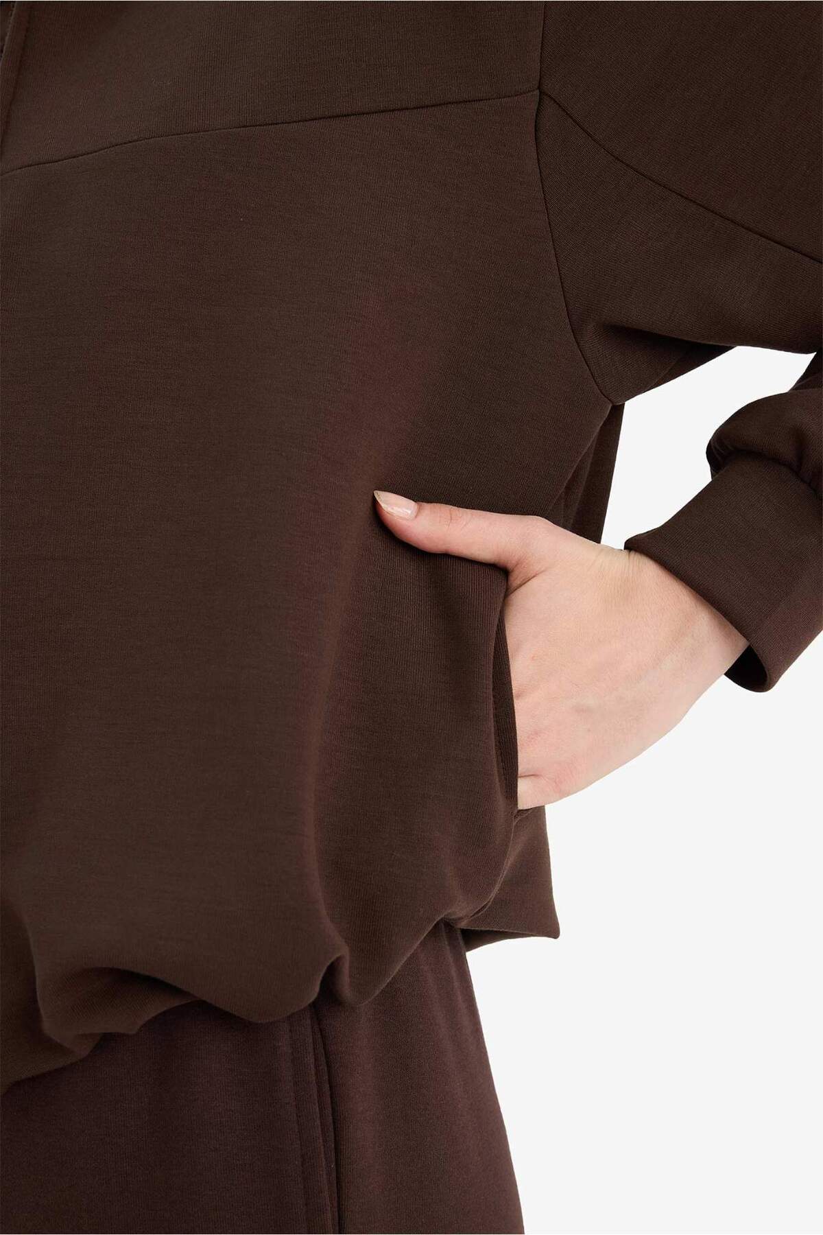 Defacto  Standart Fıt Kapüşonlu Modal Hırka G8439AX25WN - Görsel 4