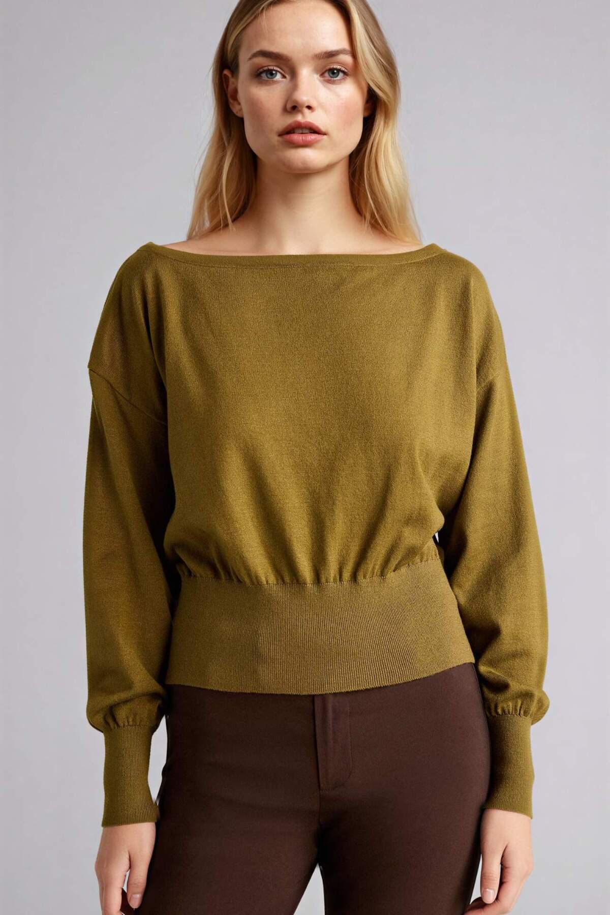 DeFacto Regular Fit Kayık Yaka Ribana Detaylı Triko Basic Kazak G9721AX26SP