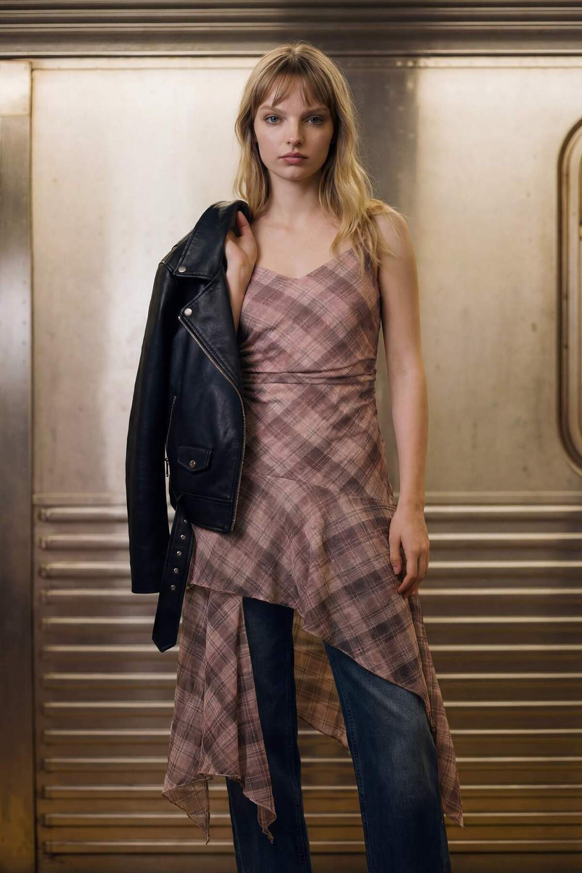 Defacto  Kareli Tül Midi Elbise G7874AX26SP - Görsel 3