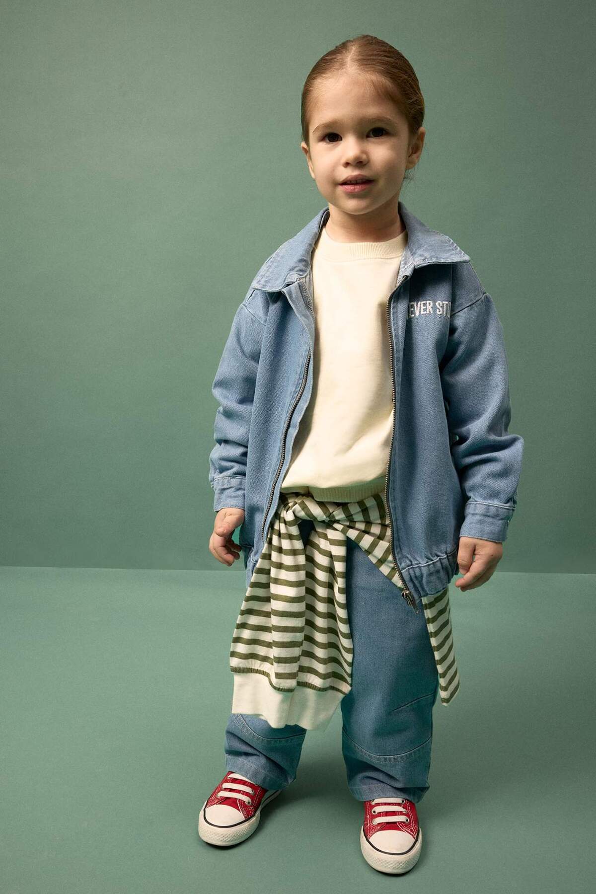 Defacto Fermuarlı Nakışlı Denım Ceket Erkek Bebek G7015A526SP fotoğrafı 2 (önizleme)