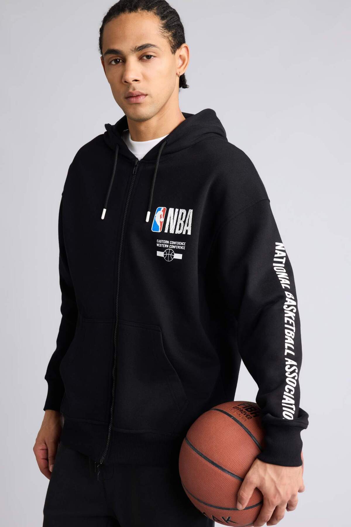 Defacto  NBA Wordmark Oversıze Kapüşonlu Fermuarlı Sweatshırt G0264AX26SP