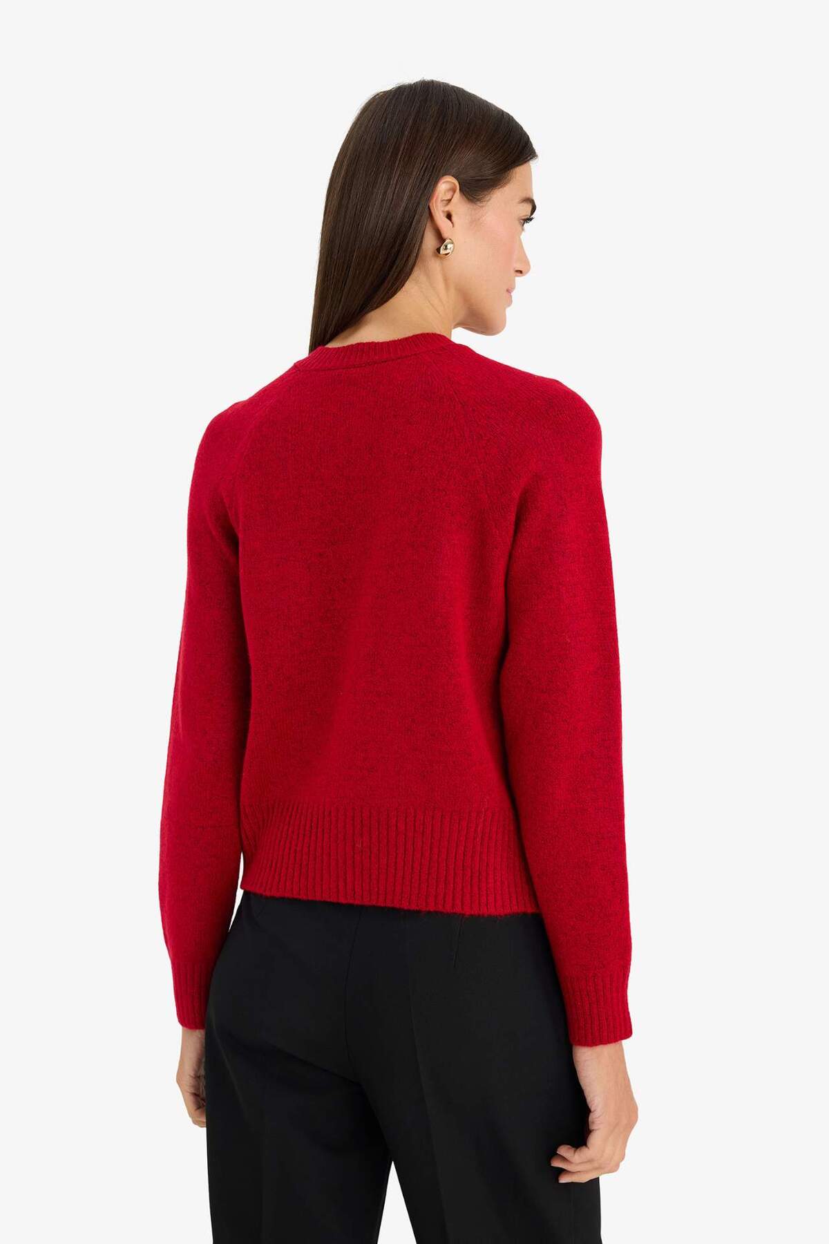 Defacto  Regular Fıt Bisiklet Yaka Keçe Hırka G8056AX26SP - Görsel 5