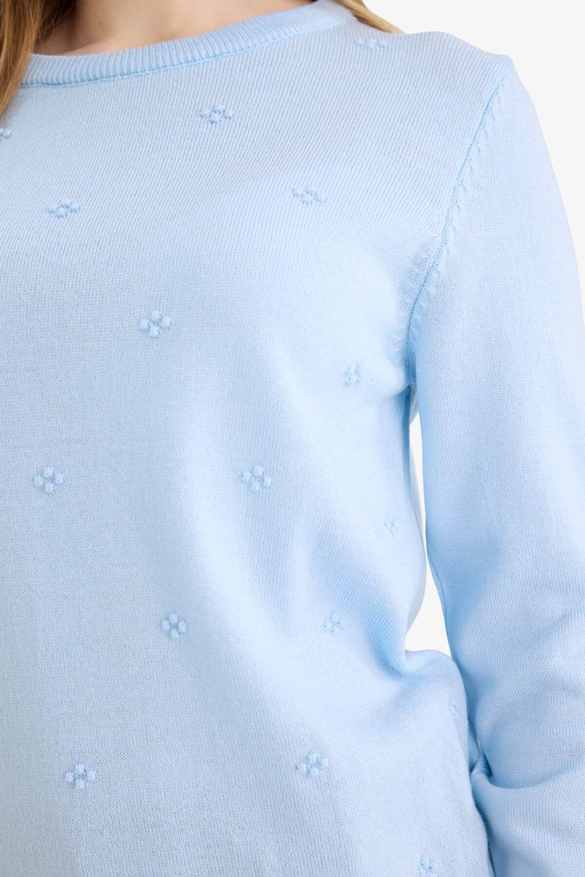 Defacto  Regular Fıt Bisiklet Yaka Triko Kazak F4084AX25WN - Görsel 4