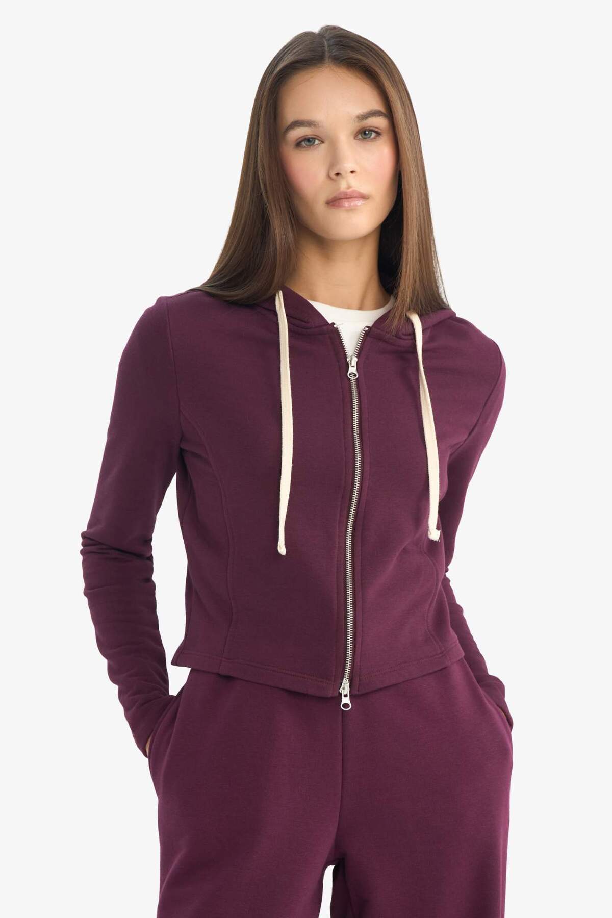 Defacto  Oversize Kapüşonlu Fermuarlı Sweatshirt G6384AX25WN - Görsel 3