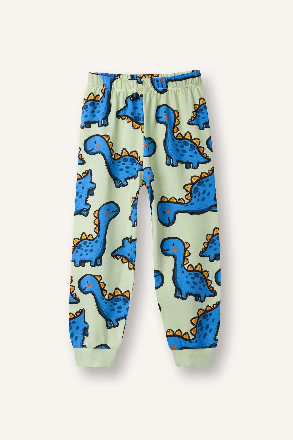 Defacto %100 Pamuklu Dinozor Desenli Beli Lastikli Pijama Takımı Erkek Bebek G7131A526SP fotoğrafı 3 (önizleme)
