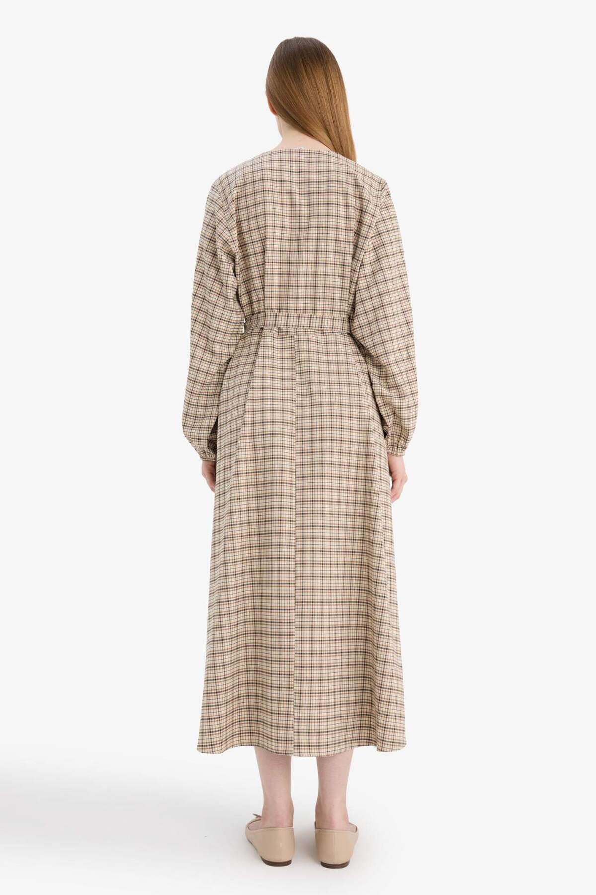 DeFacto Regular Fit Desenli Midi Elbise G6019AX26SP görsel 7