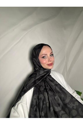 befa scarf Soft Şal Baskılı Siyah Pastel Desenli