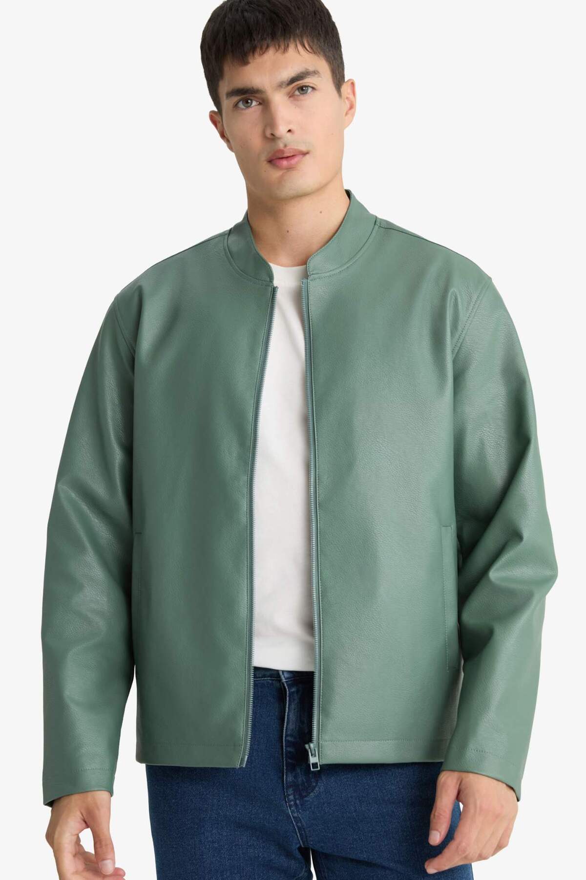 Defacto  Su İtici Slim Fıt Suni Deri Mont D8525AX26SP