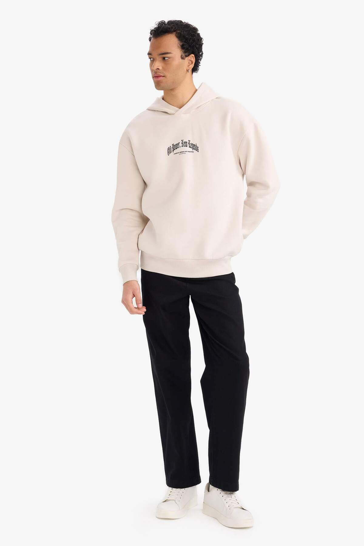DeFacto Pamuklu Boxy Fit Kapüşonlu Baskılı Sweatshirt F8189AX26SP görsel 2