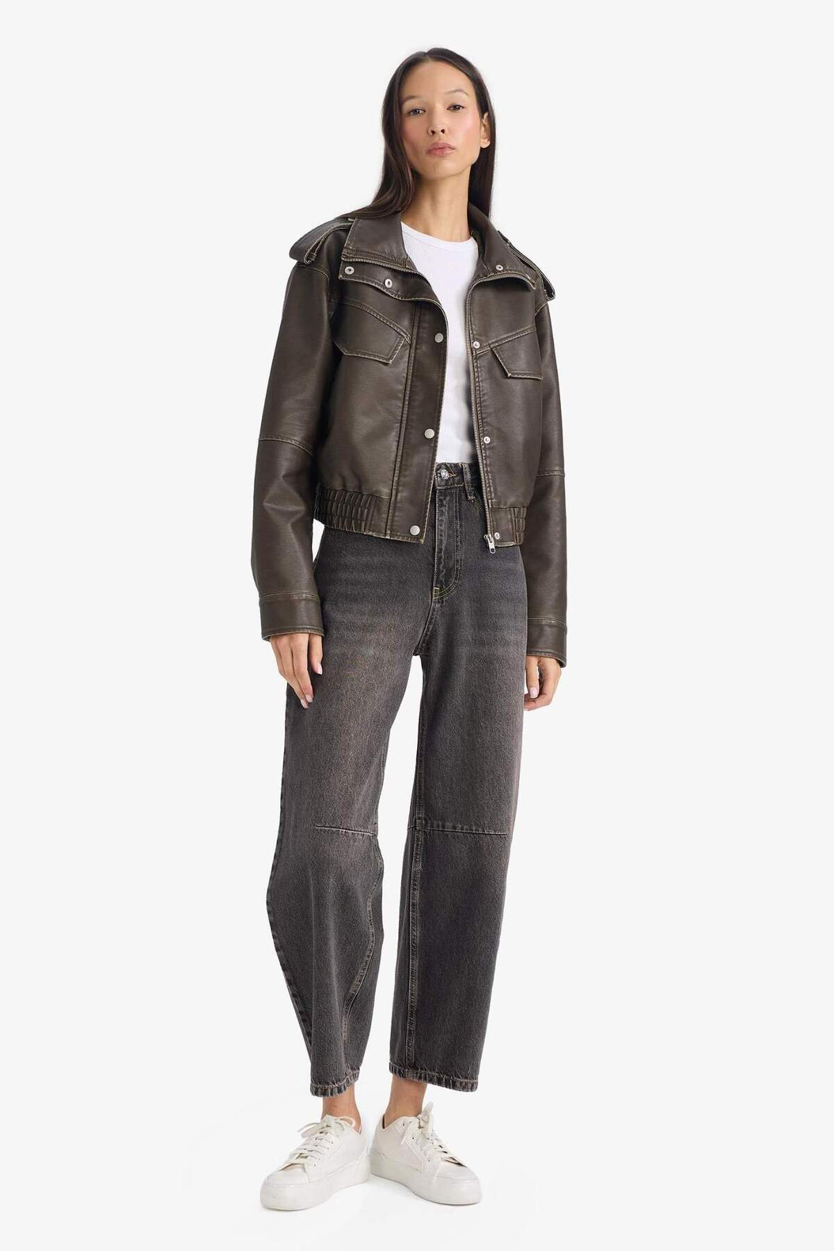 Defacto  Relax Fıt Suni Deri Mont G0667AX26SP - Görsel 3