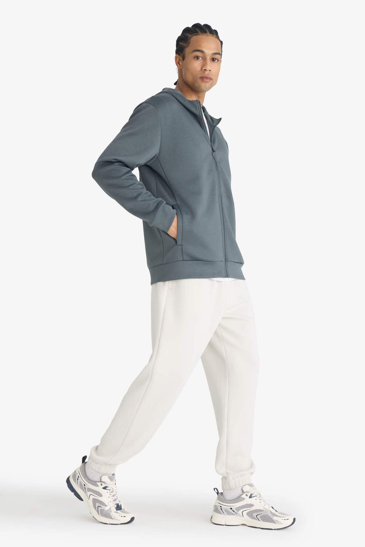 DeFacto Ultra Yumuşak Standart Fit Kapüşonlu Fermuarlı Sweatshirt F9377AX26SP görsel 2