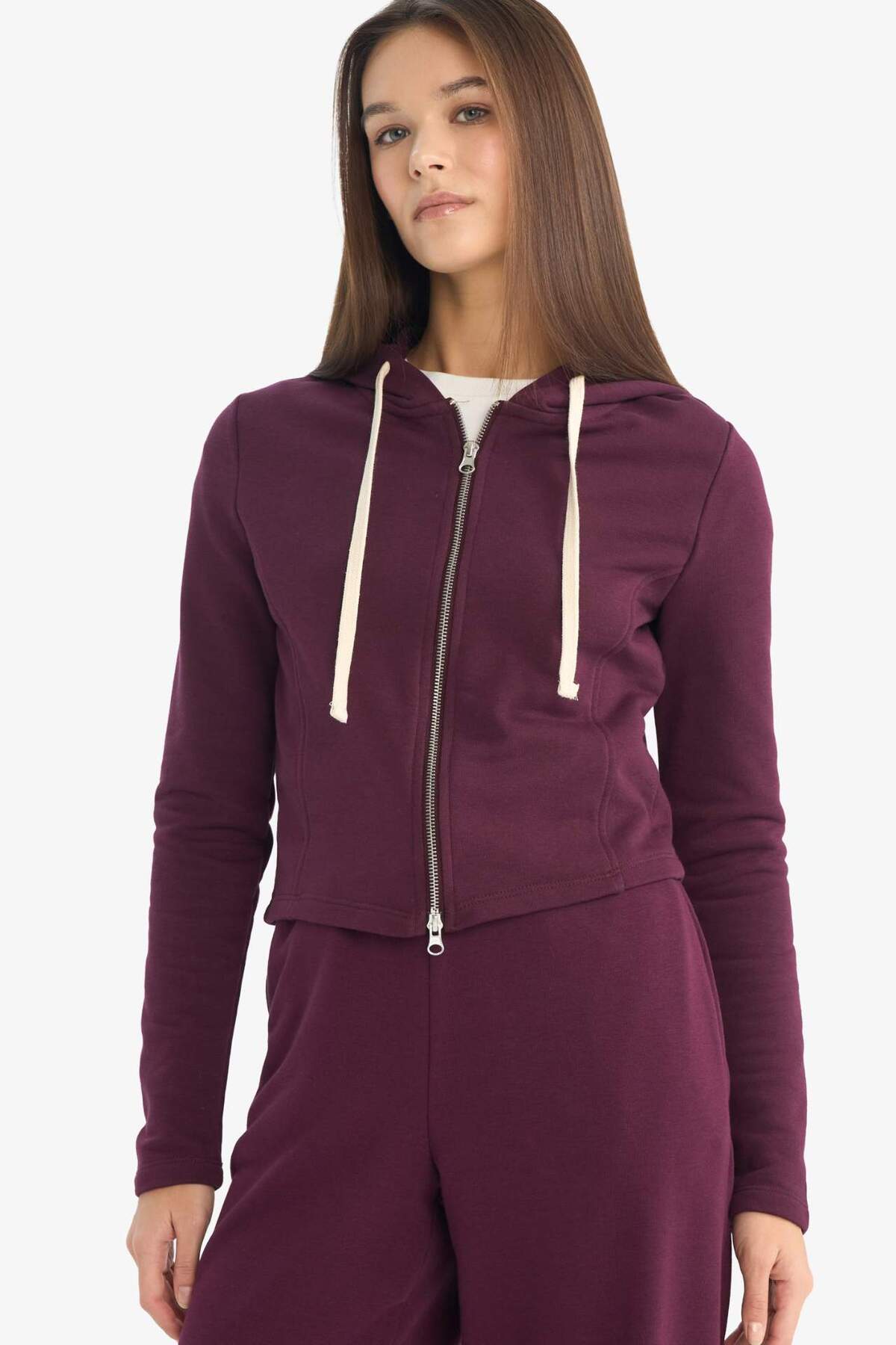 Defacto  Oversize Kapüşonlu Fermuarlı Sweatshirt G6384AX25WN