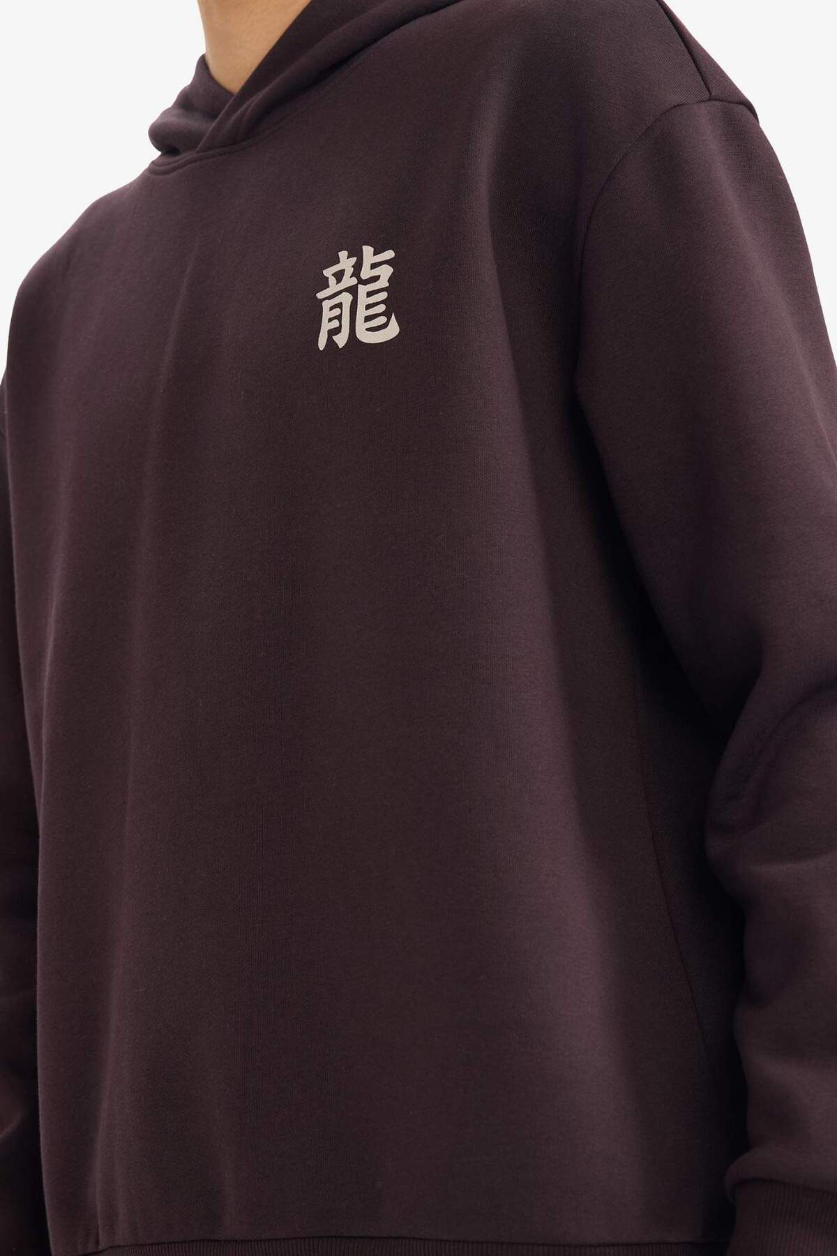 DeFacto Pamuklu Boxy Fit Kapüşonlu Baskılı Sweatshirt F8188AX26SP görsel 5