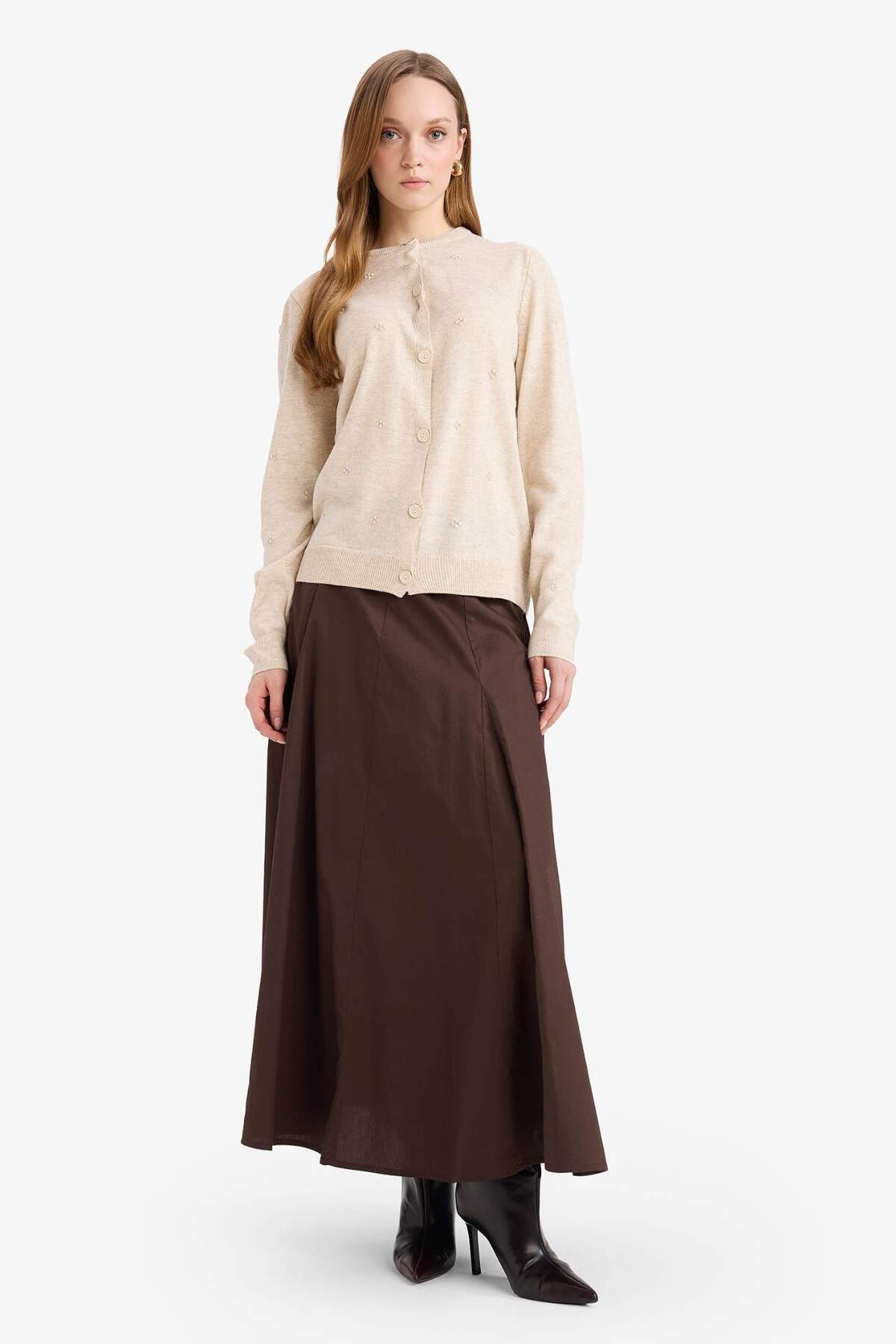 DeFacto Regular Fit Bisiklet Yaka Triko Hırka G7634AX26SP görsel 2