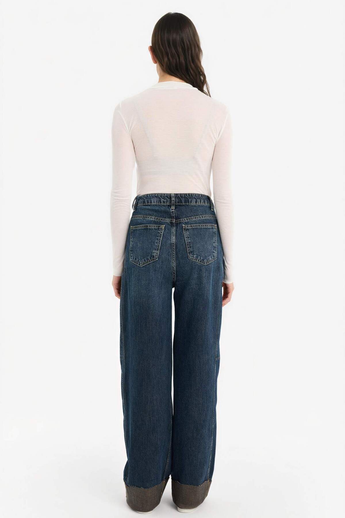 Defacto  %100 Pamuk Barrel Fıt Yüksek Bel Jean Pantolon G7614AX25CW - Görsel 6