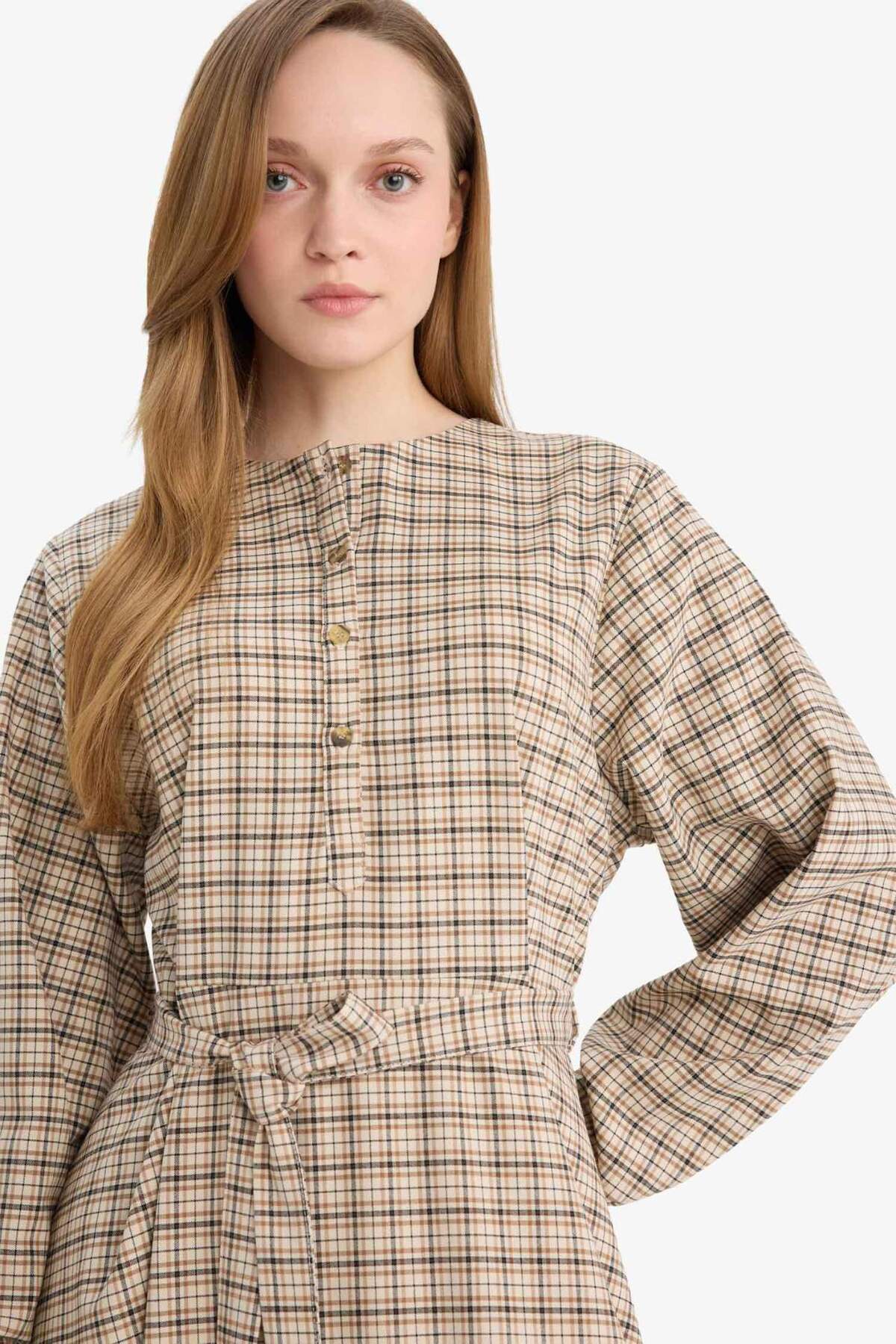 DeFacto Regular Fit Desenli Midi Elbise G6019AX26SP görsel 5