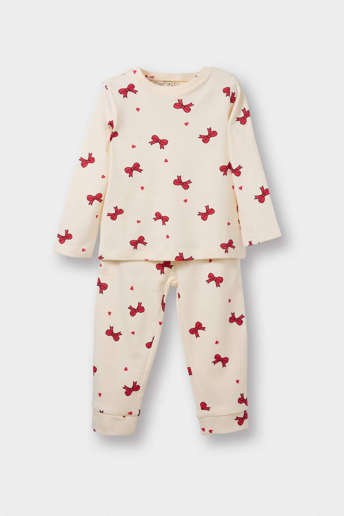 Defacto Kız Bebek Yılbaşı Temalı Pijama Takımı Uzun Kollu Üst Uzun Alt F0639A525AU fotoğrafı 2 (önizleme)