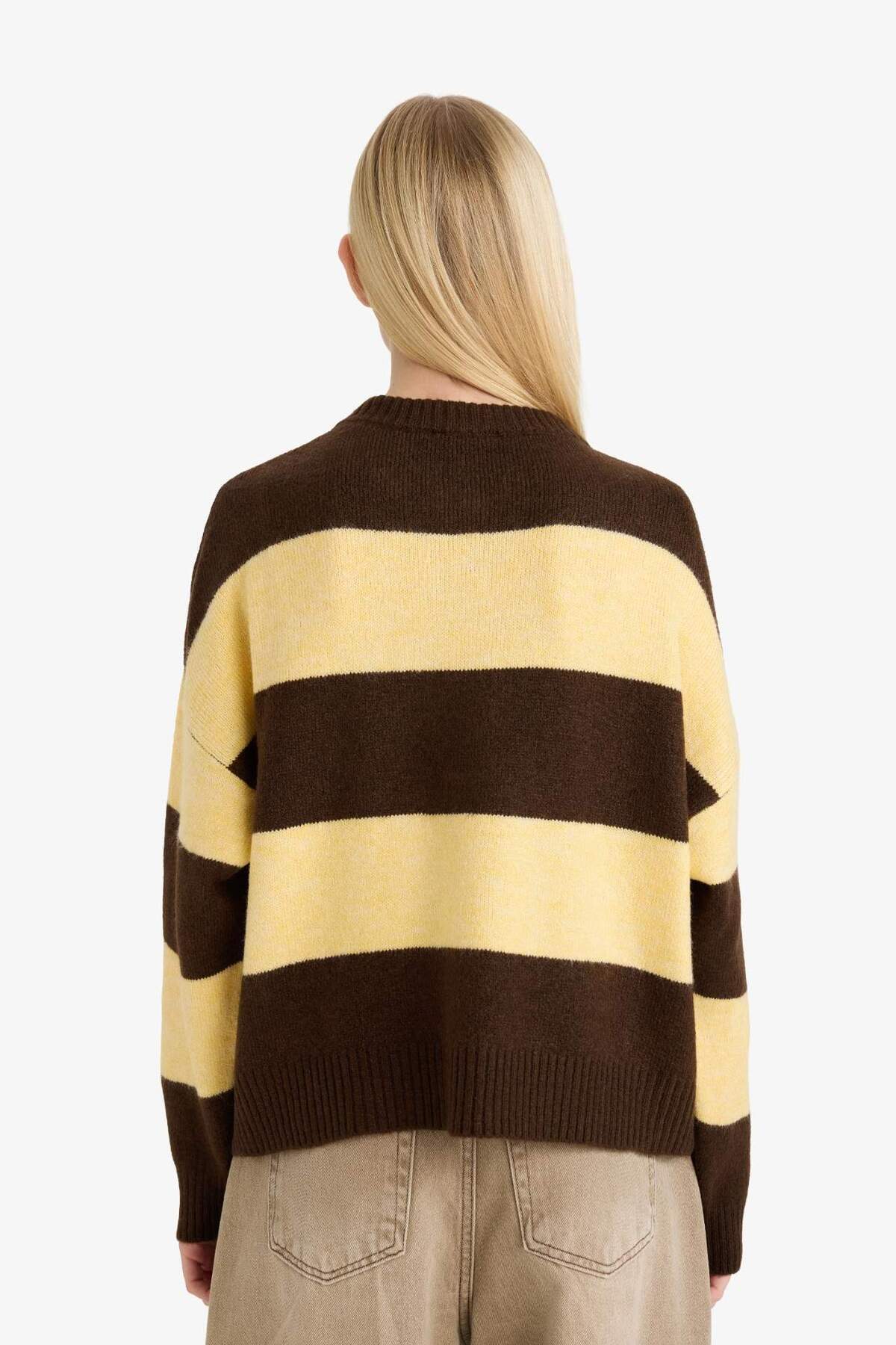 Defacto  Regular Fıt Bisiklet Yaka Kazak G8393AX25WN - Görsel 5