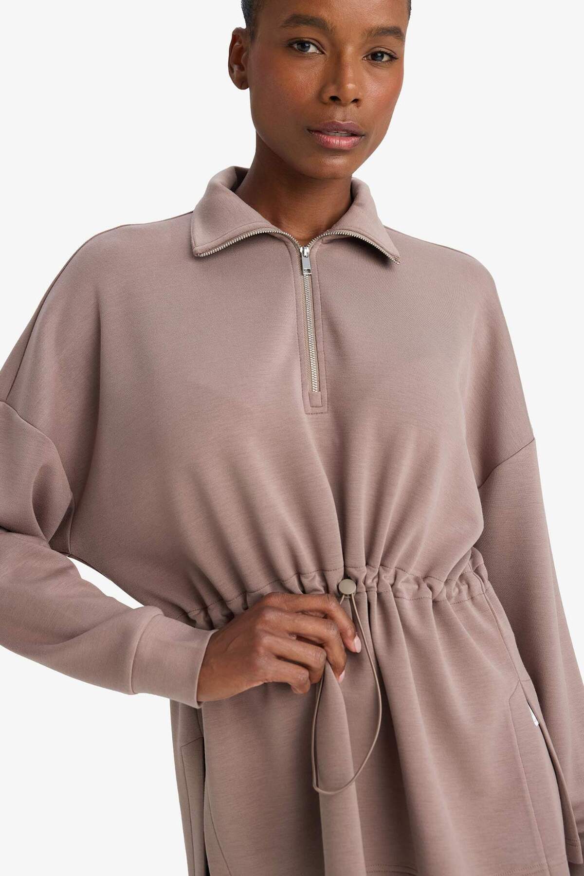 Defacto  Long Fıt Dik Yaka Modal Sporcu Sweatshirt F9065AX26SP - Görsel 6