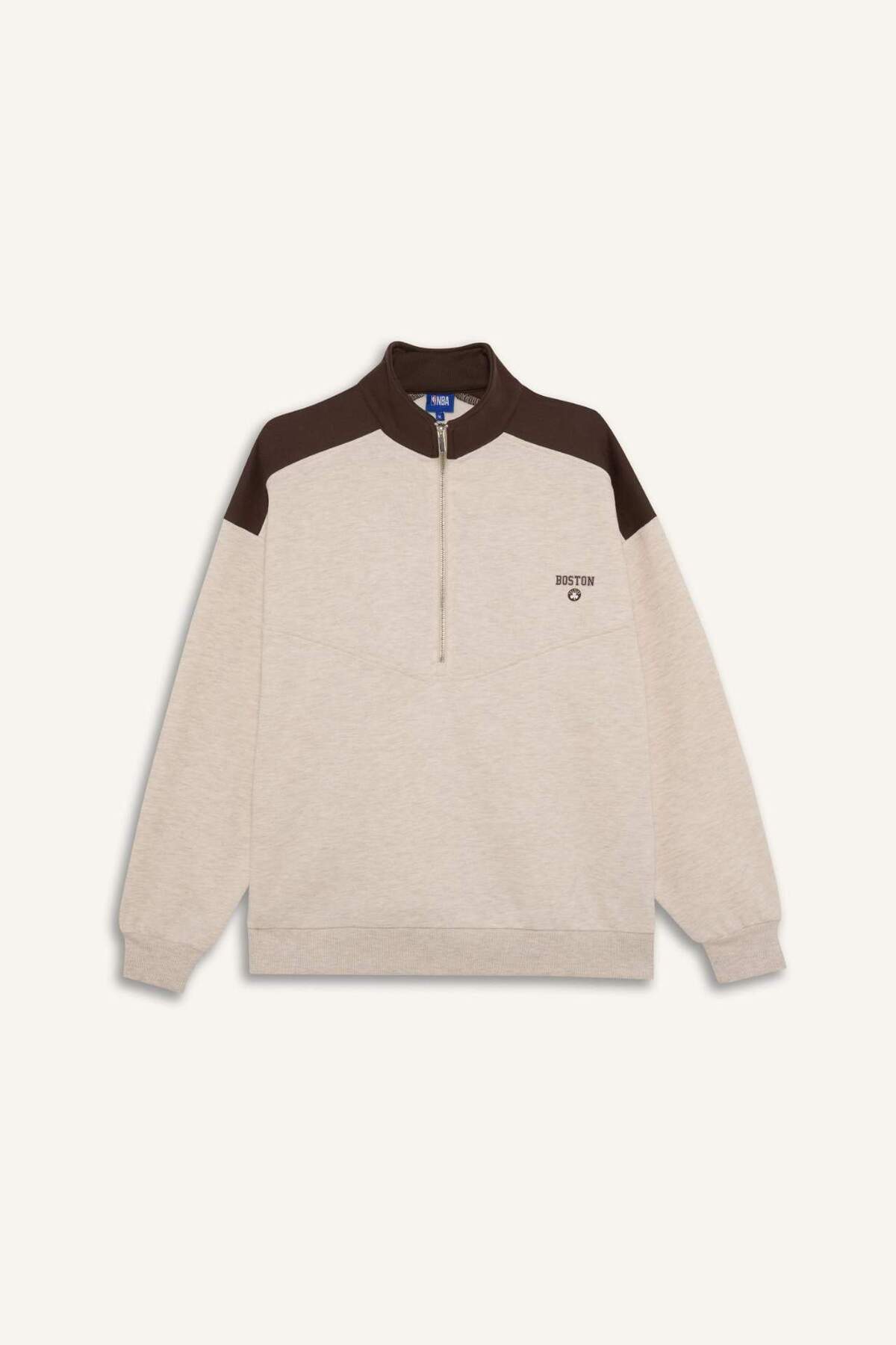 Defacto  Aırtech NBA Boston Celtics Oversize Geniş Kalıp Yarım Fermuarlı Sweatshirt F0243AX25AU - Görsel 6