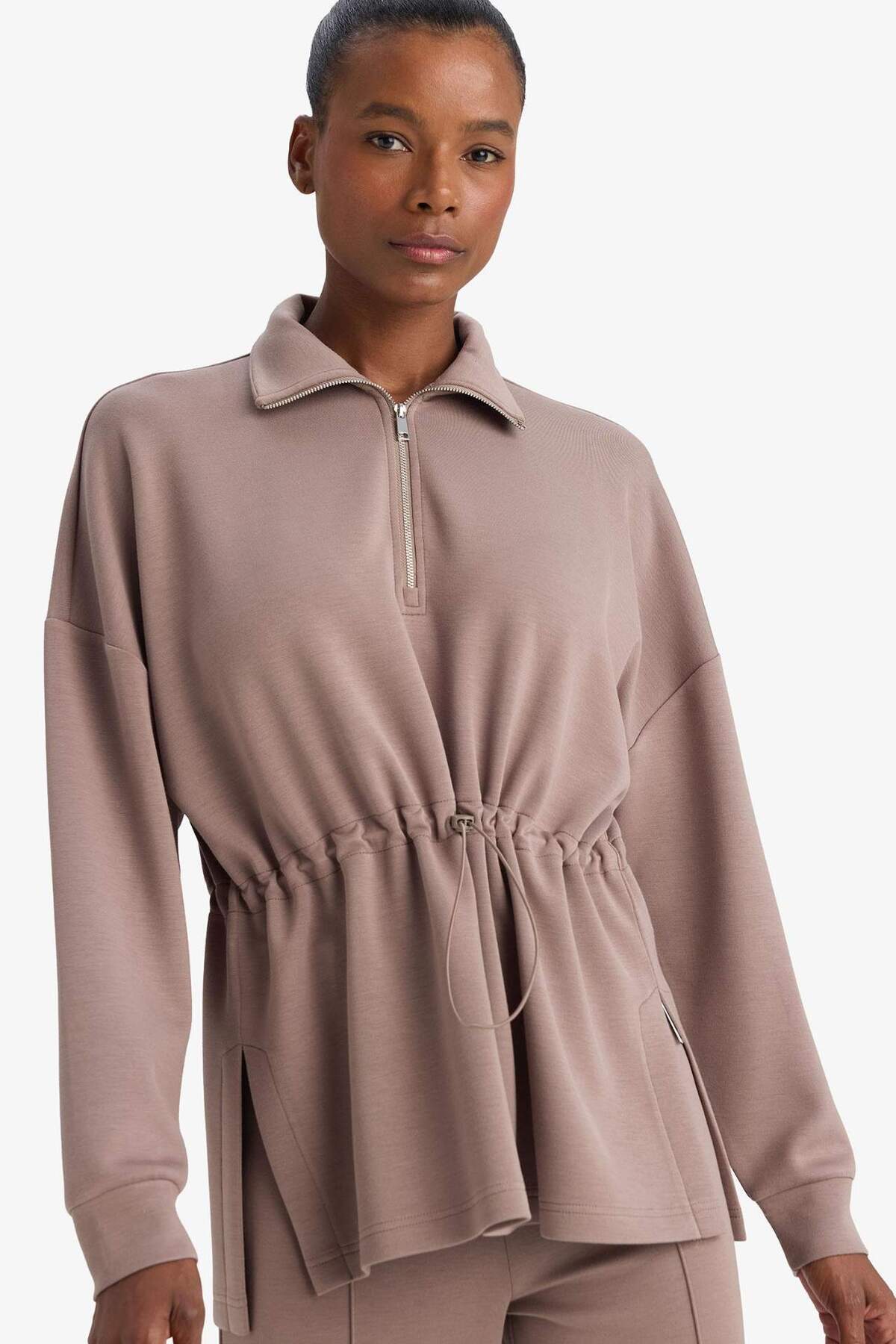 Defacto  Long Fıt Dik Yaka Modal Sporcu Sweatshirt F9065AX26SP - Görsel 4