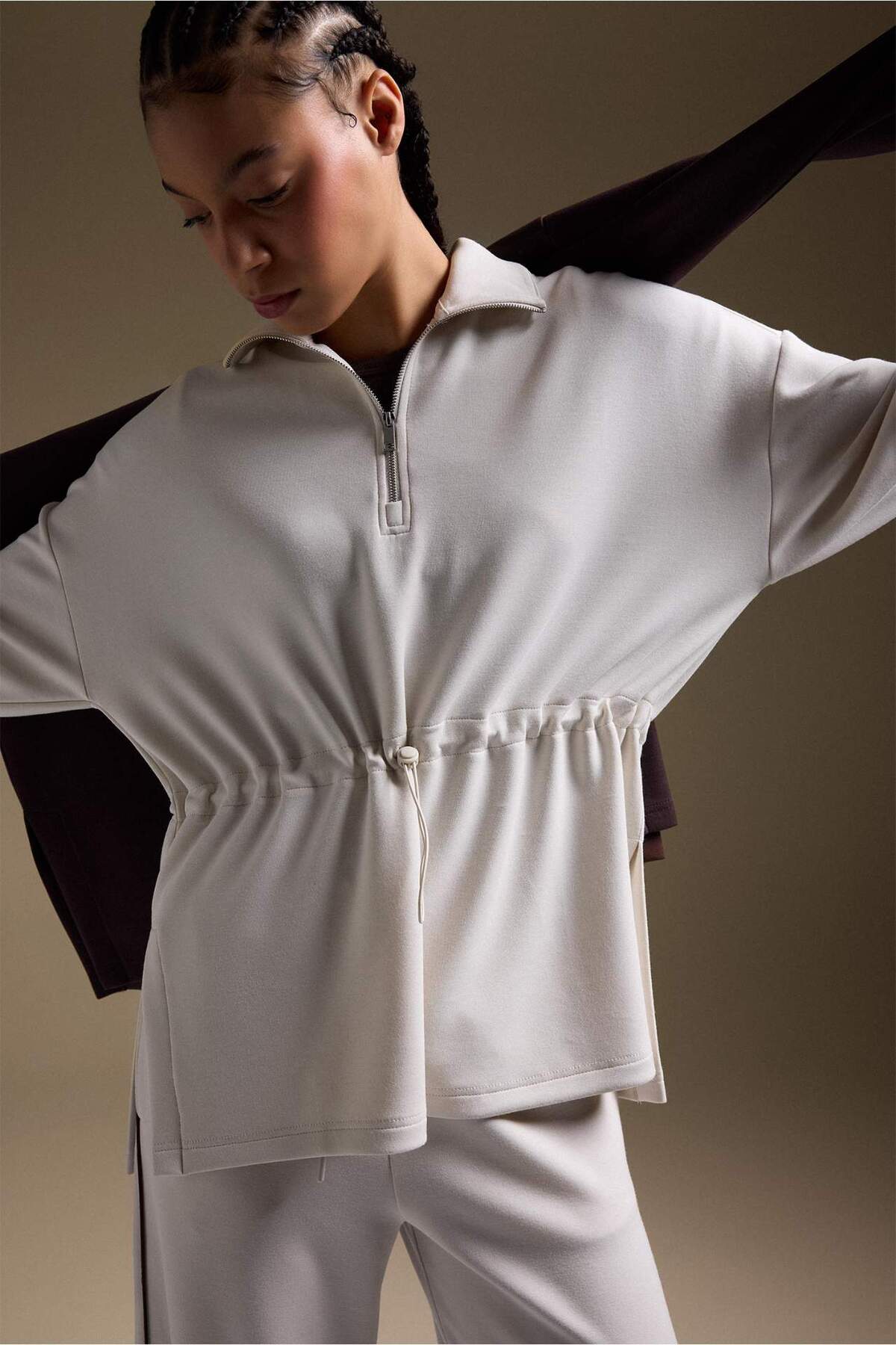 Defacto  Long Fıt Dik Yaka Modal Sporcu Sweatshirt F9065AX26SP - Görsel 3