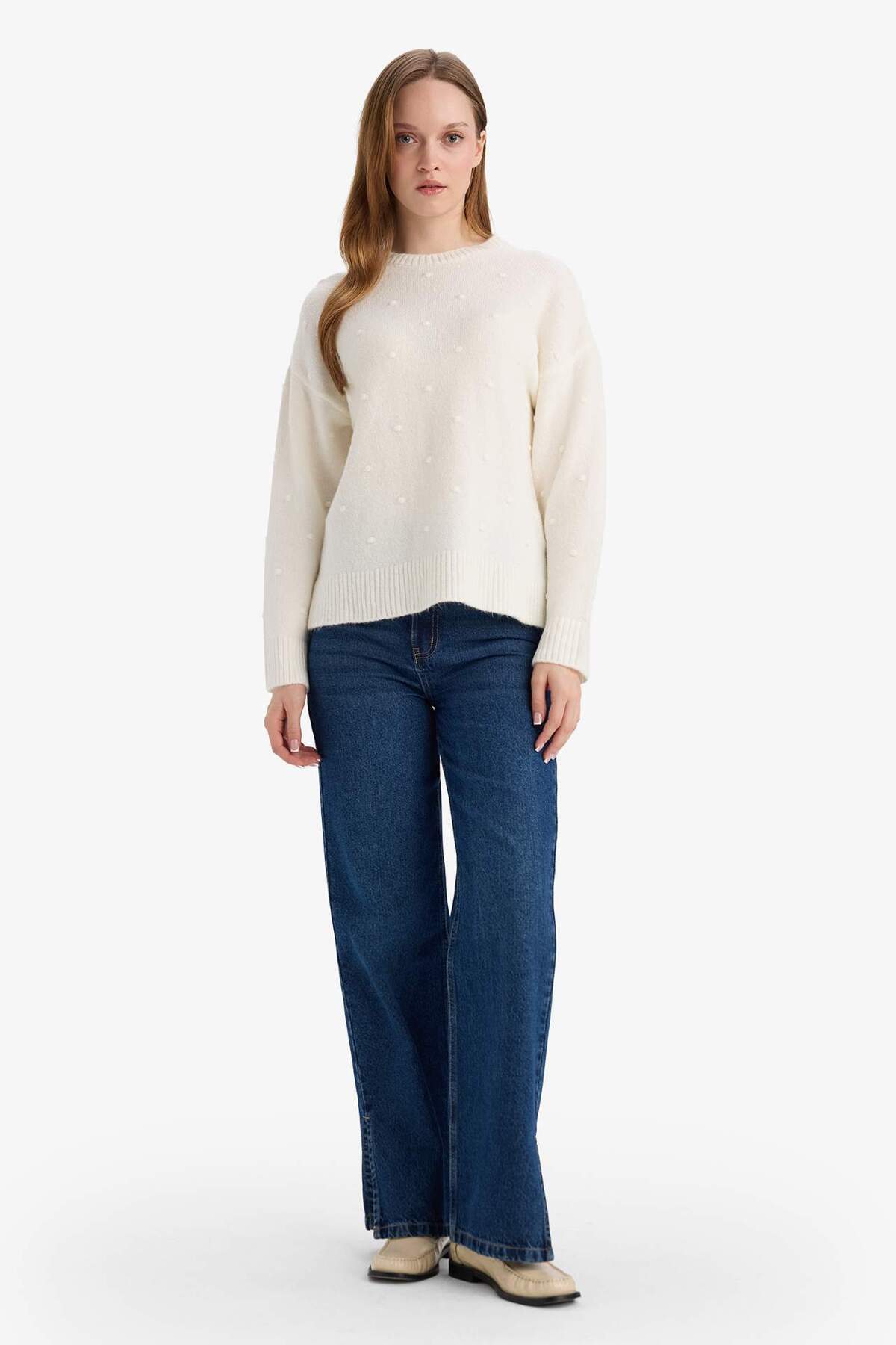 Defacto  Relax Fıt Bisiklet Yaka Triko Kazak G4197AX25WN - Görsel 2