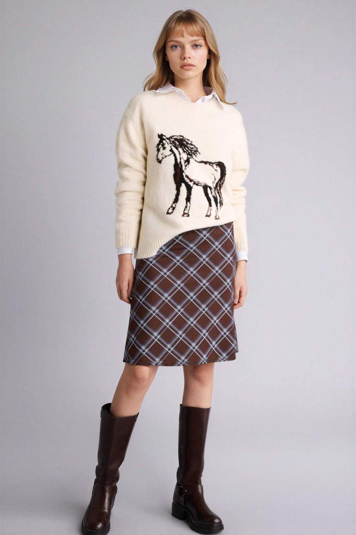 Defacto  Regular Fıt Bisiklet Yaka Kazak G8663AX25WN - Görsel 2