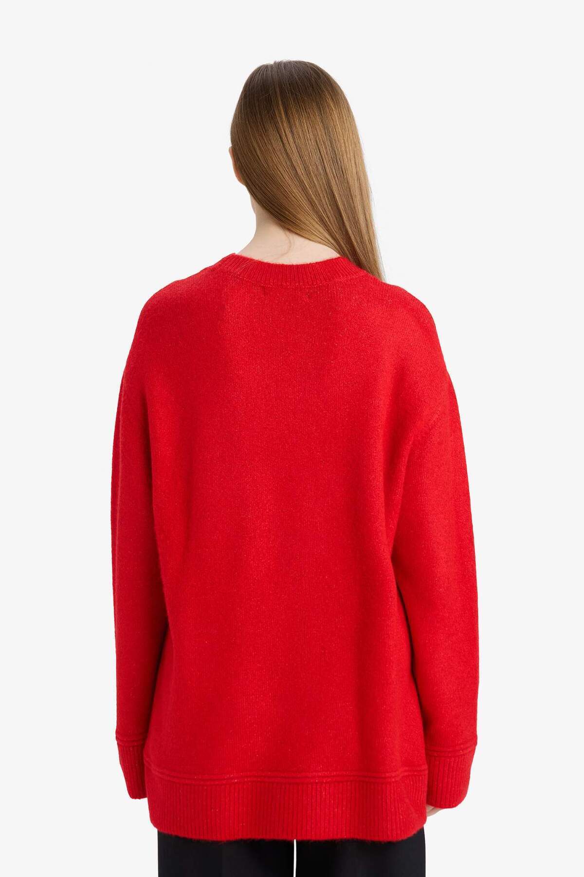 DeFacto Loose Fit Bisiklet Yaka Triko Kazak Tunik G7239AX25CW görsel 5
