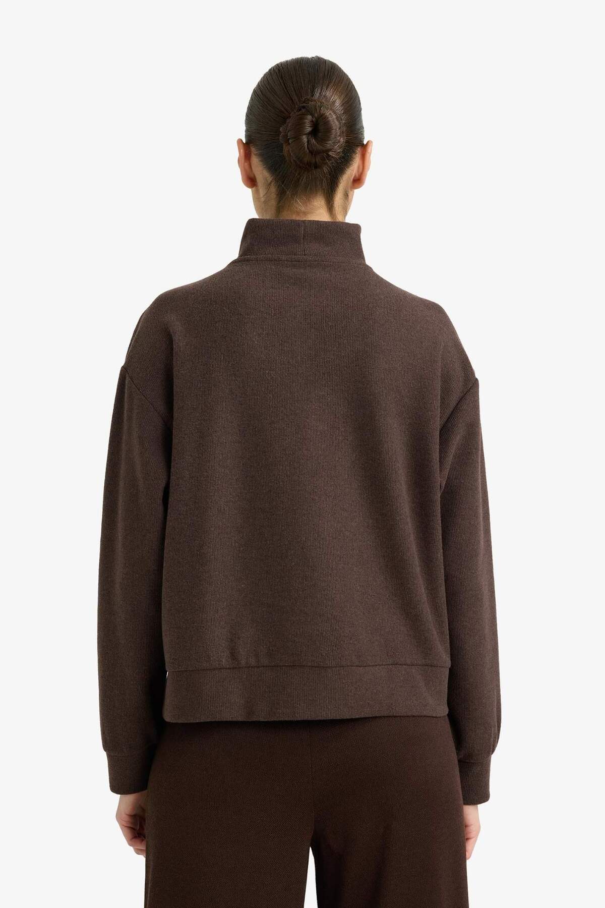 Defacto  Regular Fıt Yarım Fermuarlı Baskılı Sweatshirt G6695AX25WN - Görsel 4