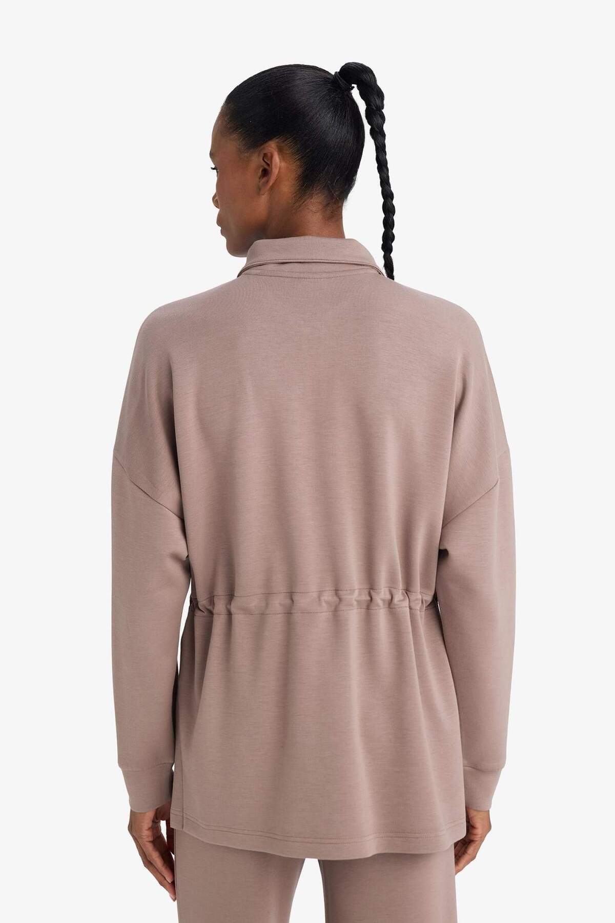 Defacto  Long Fıt Dik Yaka Modal Sporcu Sweatshirt F9065AX26SP - Görsel 8